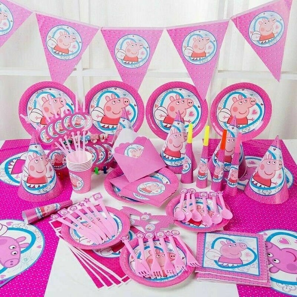 Peppa Pig Party Supplies sets, hats, cups, banner, birthday sets, cake topper