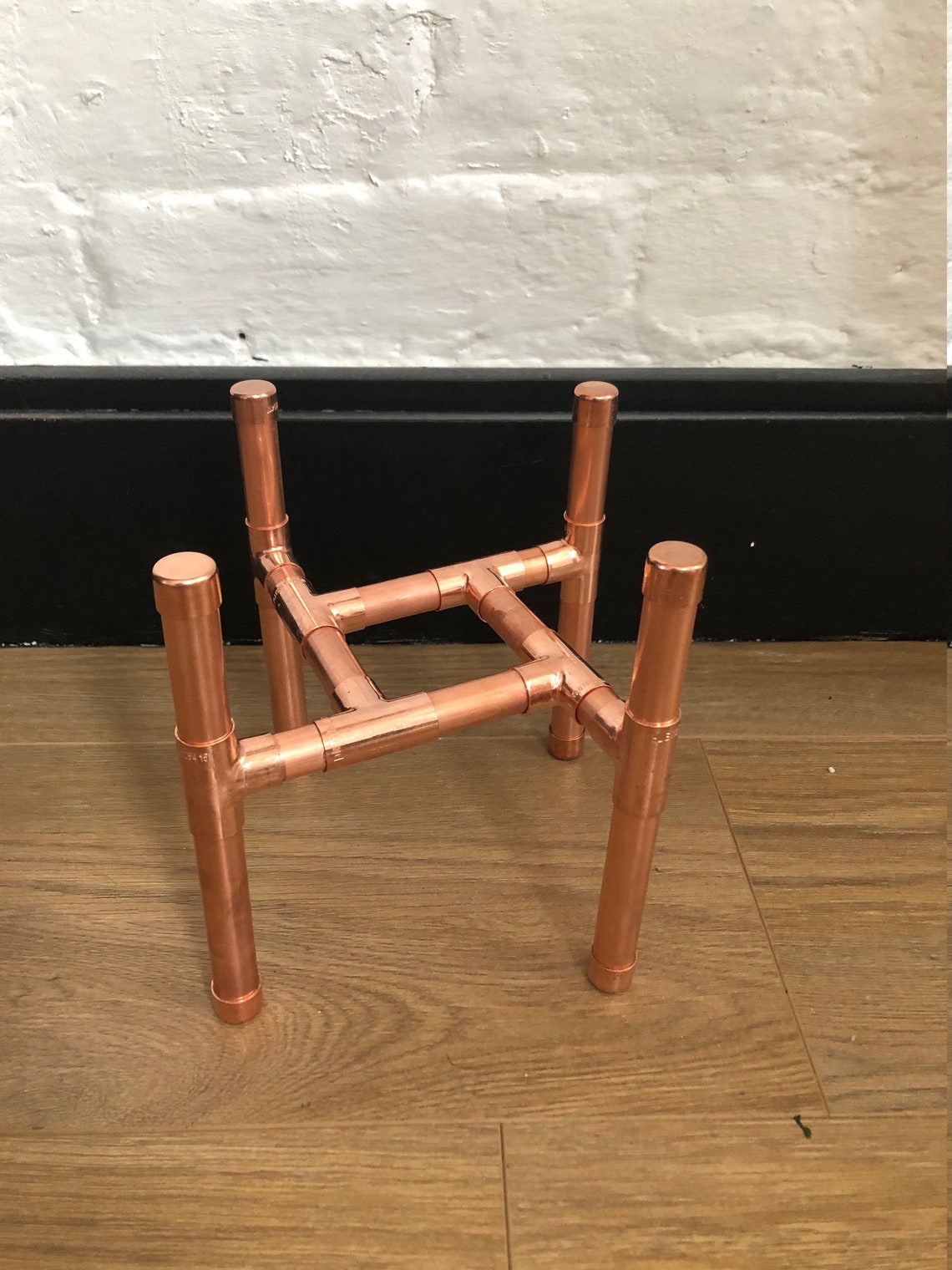 Copper Pipe Plant Stand With Pink Geometric Tile Etsy UK