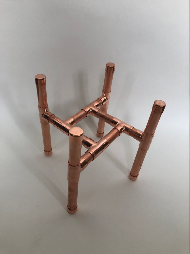 Copper Pipe Plant Stand With Pink Geometric Tile Etsy UK