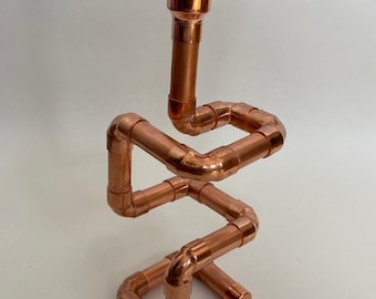 Porte-bougies twisted copper pipe