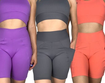 2 Piece Workout Shorts Set w/ Pockets | 3 Colors | High Waisted | Booty Shaper | JGreative Brand | High Quality Soft Leggings |