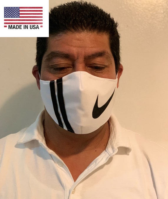 Nike geinspireerd gezichtsmasker Witte Wasbare en herbruikbare Filter Neus draad 100 katoenen Polyester Sport Verstelbare ear loop Unisex Etsy Belgie