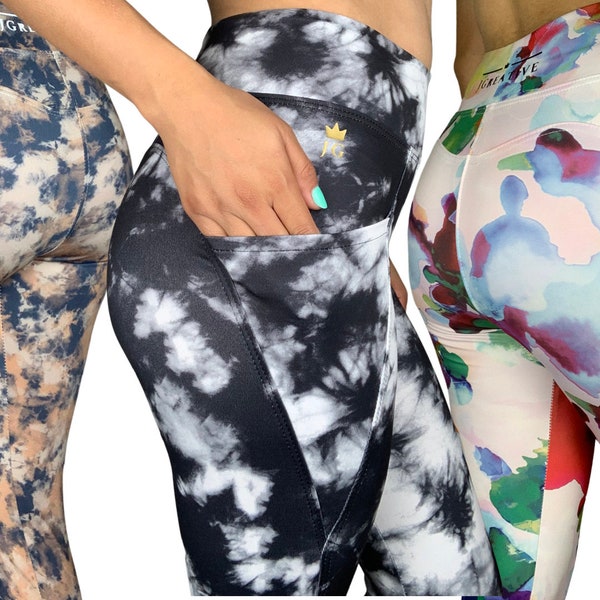 Leggings with Pockets | Tie Dye | Cheetah| High Waisted | Booty Shaper | JGreative Brand | High Quality Soft Leggings | But Lifting Leggings