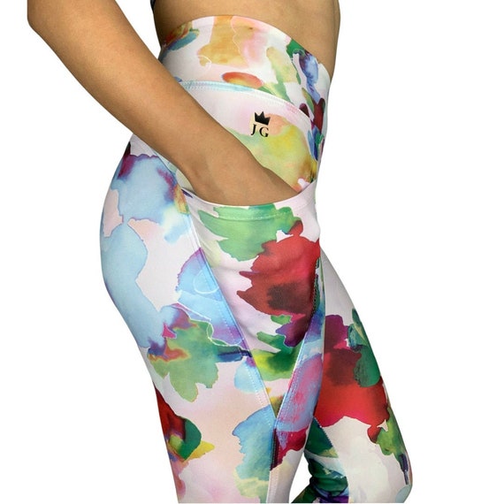 Leggings With Pockets Aqua Colorful 