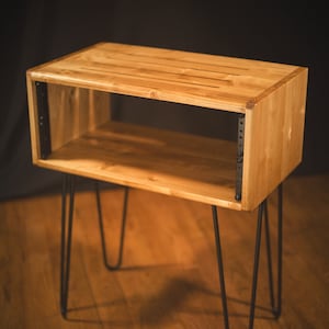 Studio Rack | 12” Depth | 16&quot; Hairpin Legs | Solid Wood | Vents