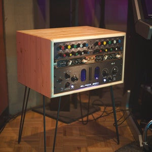 Studio Rack | 15” Depth | 16" Hairpin Legs | Solid Wood | Vents