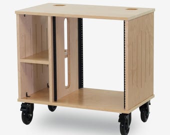 12U Studio Rack Sidecar | Birch Plywood Open Storage Shelves (Made in USA)