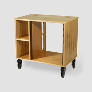 12U Studio Rack Sidecar: Birch Plywood with Storage Cubbies