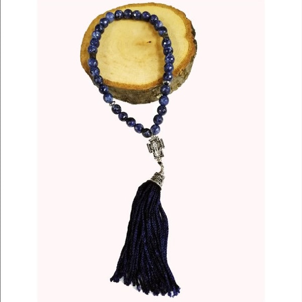 Aventurine blue 33 beads Rosary - Prayer Rope with 33 beads - Komboloi 33 beads Aventurine - Rosary with Silver Cross and Aventurine beads