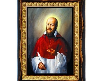 Francis de Sales - San Francesco di Sales - San Francisco de Sales Handmade Wood Plaque Orthodox,Catholic,Byzantine Art,Home Decor Wall