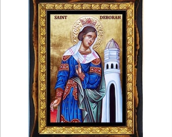 Saint Deborah - Sainte Débora - Santa Débora - Debora - Deborah Handmade Wood Plaque Orthodox,Catholic,Byzantine Art,Home Decor Wall