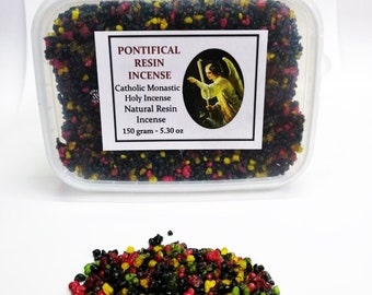 Pontifical Resin Incense 150gr - 5.30 oz - Catholic Original Incense Resin - Catholic Monastic resin - Abbatial Incense Resin - Weihrauch