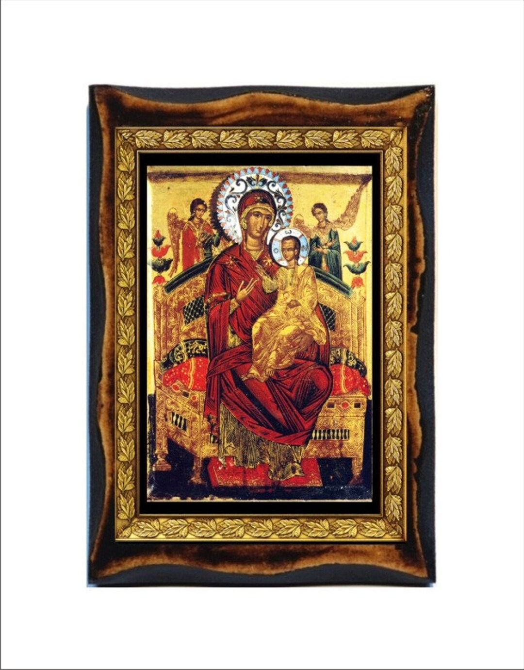 Vatopedi Kloster Ikone Panagia Pantanassa - Religiöse Holz-Ikone Vom Berg Athos