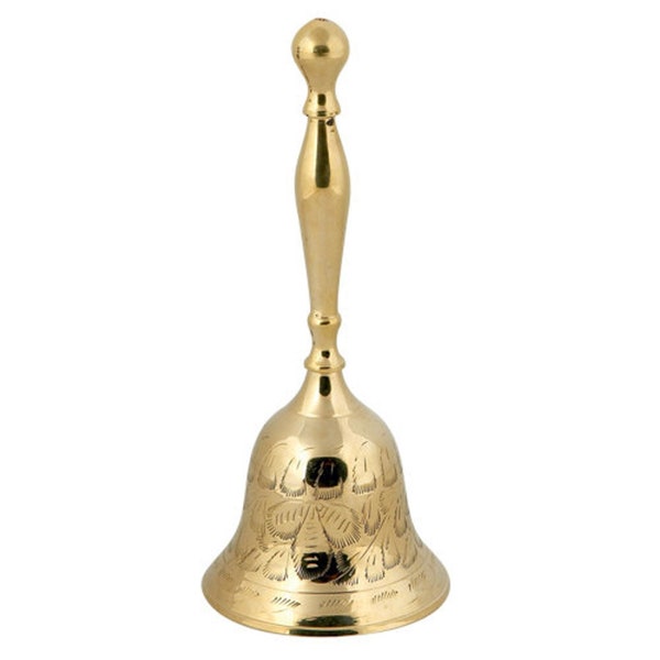 Brass Table Bell - School Bell - Reception Bell - Hand Bell - Large Brass Bell - Solid brass hand bell - Temple Hand Bell - Cloche a Main