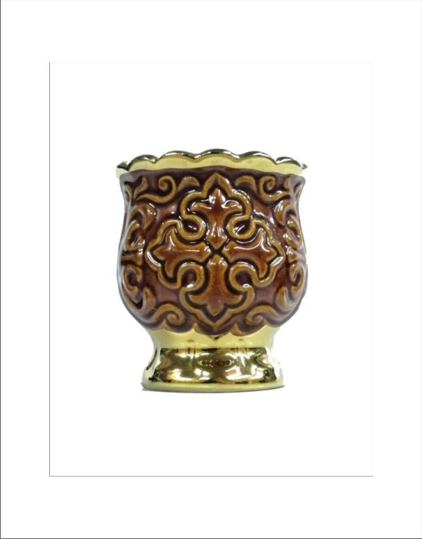 lampe à huile debout en porcelaine brune - lampe de vigile céramique table supports lampe base poterie brune