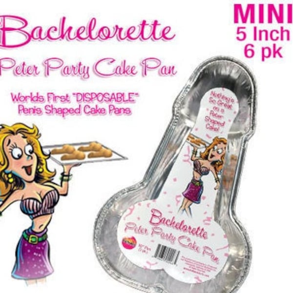 6Pk Mini Pecker Cupcake Pans-5" Disposable Pans Shaped like Willies! Perfect for Adult Themes Parties or Bachelorette Party- Lots of Fun!