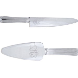 Personalized Cake Knife & Server Set/ Engraved Acrylic Wedding Cake Cutting and Server Set/ 9 Custom Designs/Clear Cake Knife / Cake Server