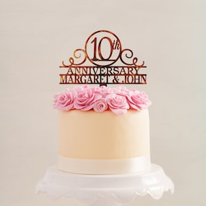Personalized Anniversary Cake Topper: Keepsake Stand, 9 Colors