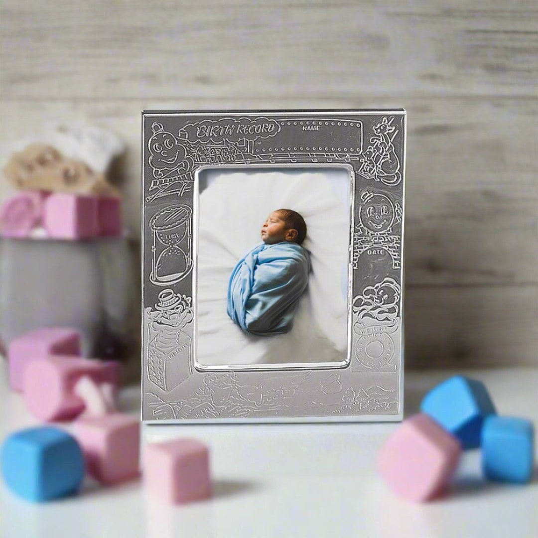 Personalized Birth Stats Frame 3.5 X 5 Silver Engraved Birth Record ...