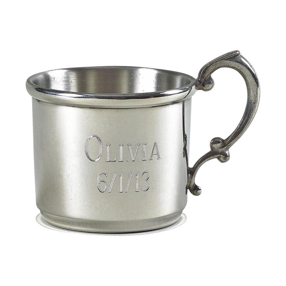 Engraved Silver Pewter Baby Cup Traditional Silver Baby Cup Etsy
