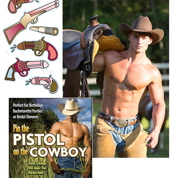 Bachelorette Party Game/ Pin the Pistol on The Cowboy/ Poster Party Game for Adults/ Hens Night Game/ Divorce Party/ Birthday Party Game