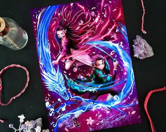 Dem0n Slayer Tanjir0 & Nezuk0 Poster – Anime Wall Art Print, Japanese Manga Decor, Gift for Anime Fans