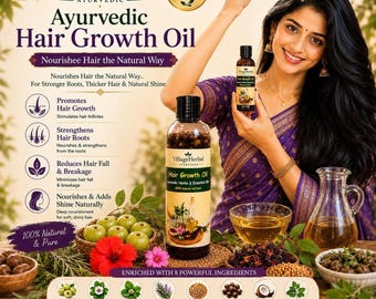 Ayurvedisches Haarwuchsöl | Über 20 ätherische Öle, 18 Kräuter, natürliche Haarreparatur