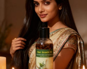 Olio ayurvedico per la crescita dei capelli: miscela di erbe, oli essenziali (120 ml)