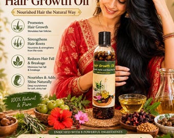 Ayurvedisches Haaröl für natürliches Haarwachstum, stärkt die Haarwurzeln mit ätherischen Ölen