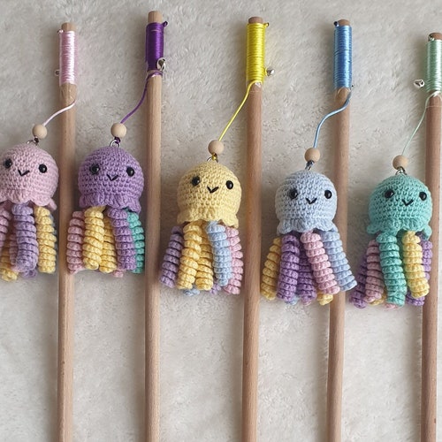 octopus fishing rod, Cute cat teaser, cat wand, Yellyfish cat toys, Fishing Pole for Cats, cat fishing, Catnip cat toy,wooded pole for cat