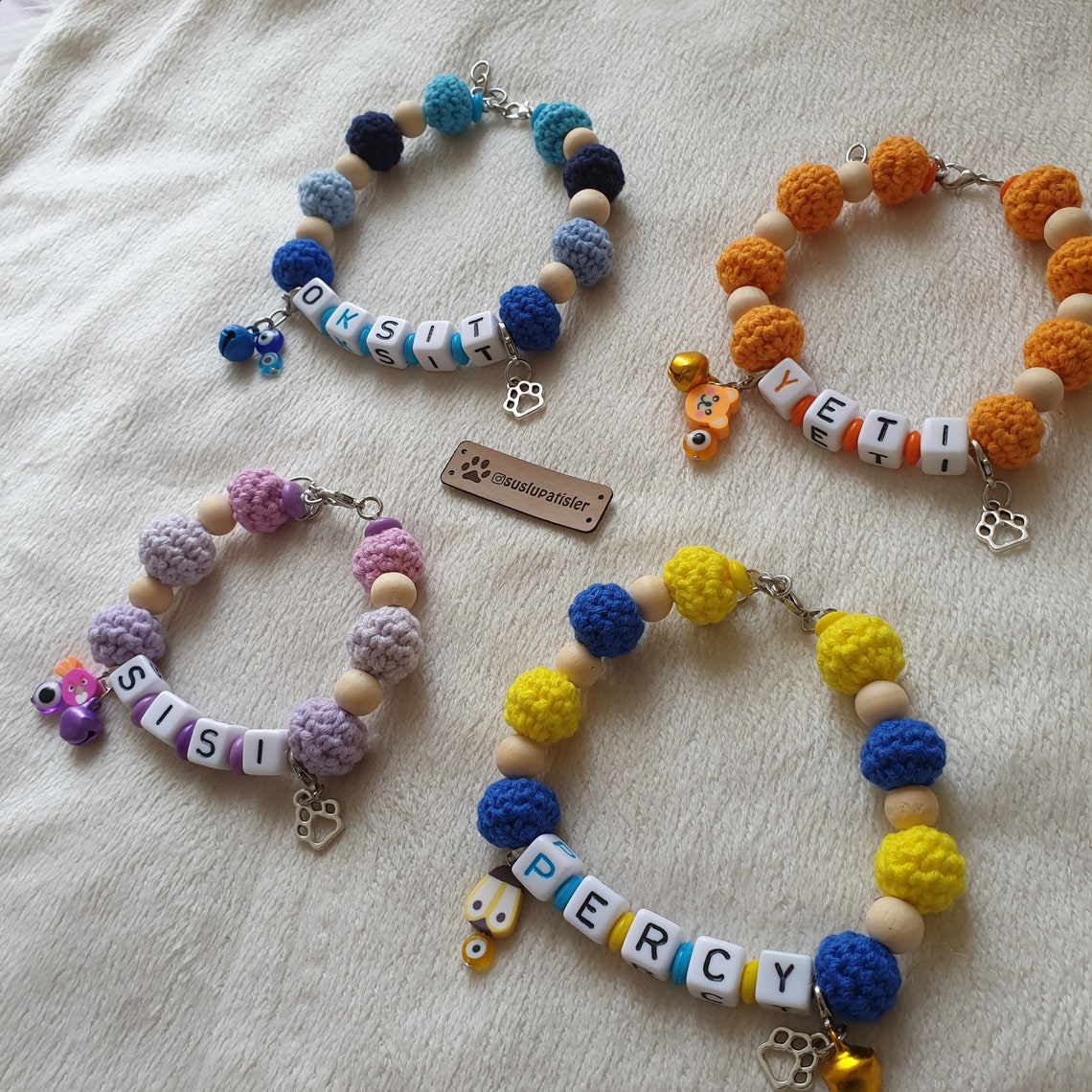 Hand knitted collar Croched Cat collars crocheted dog Etsy