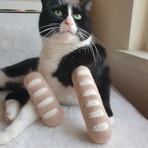 Knitted Baguette Cat Toy: Cotton Plush Bread, Catnip Option