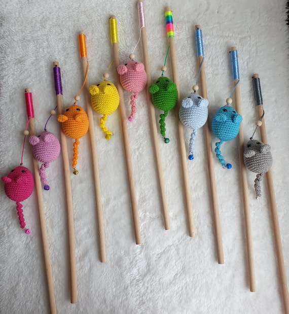 Mouse Fishing Rod, Cute Cat Teaser, Cat Wand, Fishing Pole for