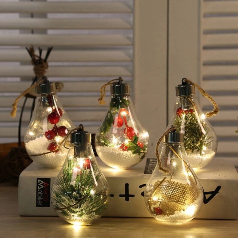 5 New Led Decoration Transparent Christmas Ball Festival 5 Color Set