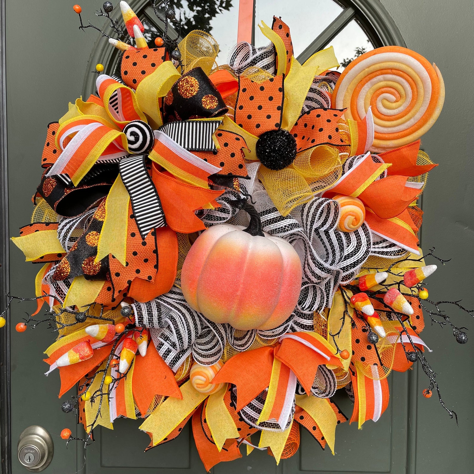 Candy Corn Wreath Pumpkin Wreath Candy Wreath Front Door Wreath