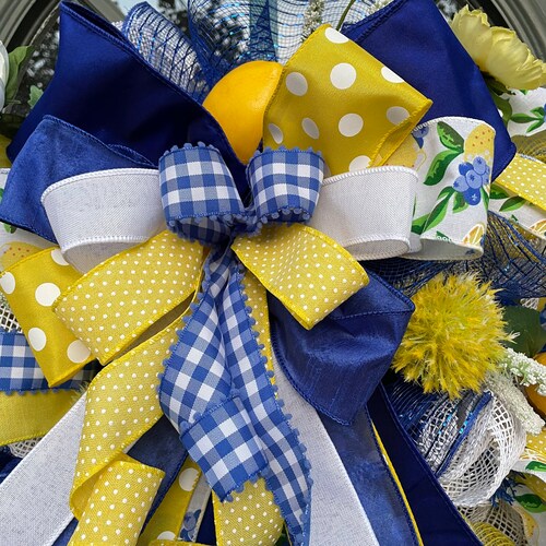 Lemon and Blueberry Wreath Lemon Wreath Summer Wreath shops Front Door Wreath Door Hanger Lemon Decor