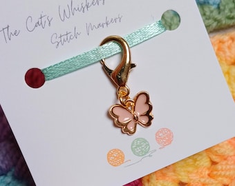 Marcador de punto de mariposa rosa: Marcadores de progreso de ganchillo y punto esmaltados