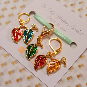 Autumn Leaf Stitch Marker: Enamel Knitting Crochet Progress Keeper