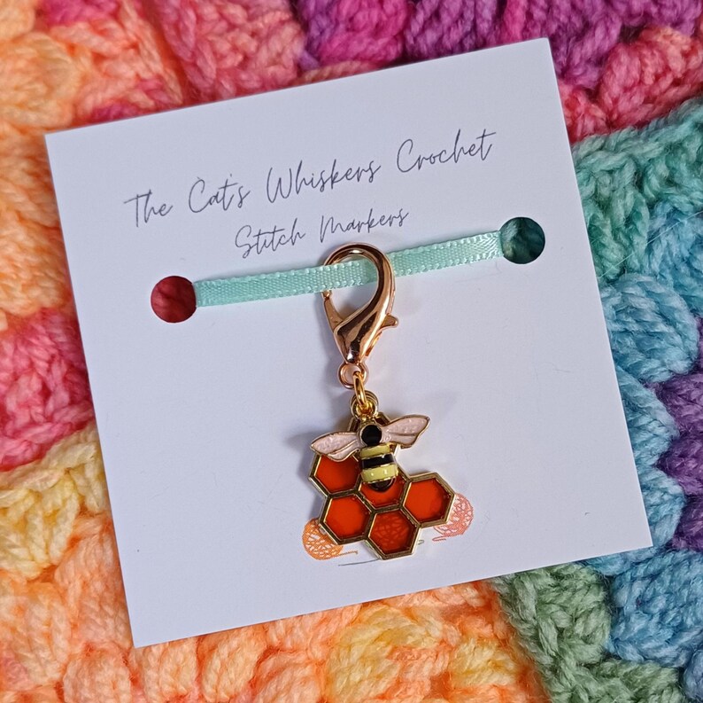 Stitch Marker Bee & Honeycomb, Crochet Gifts, Knitting Gifts, Crochet Kit, Crochet and Knitting Accessories, Zipper Pulls, Bag Charm image 9