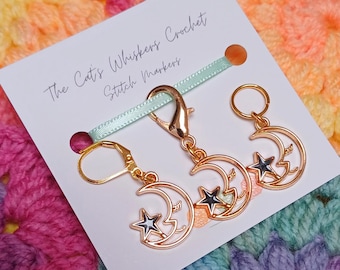 Stitch Marker Gold Moon, Crochet and Knitting Gifts, Crochet and Knitting Kit, Crochet and Knitting Accessories