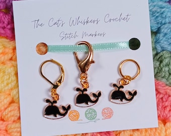 Marcador de punto de ballena: Marcador de progreso de crochet con esmalte