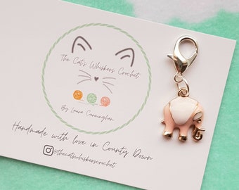 Stitch Marker Pink Elephant, Crochet Gifts, Knitting Gifts, Crochet Kit, Crochet and Knitting Accessories, Zipper Pulls, Bag Charm