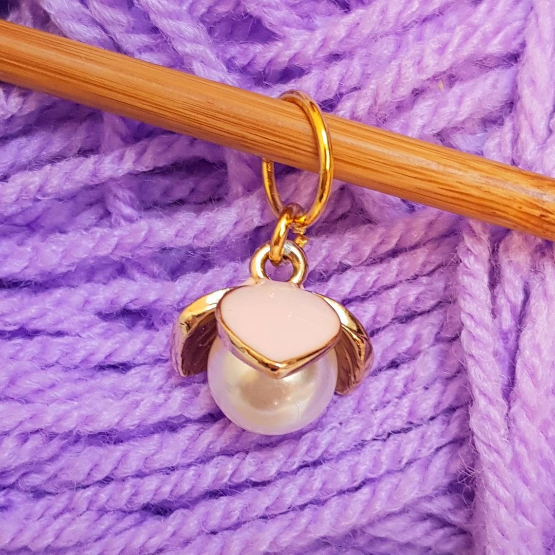 Stitch marker pearl flower progress keepers stitch markers Etsy