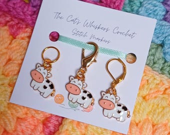 Marcador de puntos con forma de vaca, marcadores de puntos para ganchillo y tejido, contadores de progreso, contadores de filas, sujetapuntos, tirador de cremallera, adorno para bolso, accesorios de costura