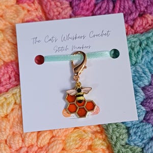 Stitch Marker Bee & Honeycomb, Crochet Gifts, Knitting Gifts, Crochet Kit, Crochet and Knitting Accessories, Zipper Pulls, Bag Charm image 13