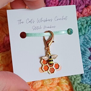 Stitch Marker Bee & Honeycomb, Crochet Gifts, Knitting Gifts, Crochet Kit, Crochet and Knitting Accessories, Zipper Pulls, Bag Charm image 8