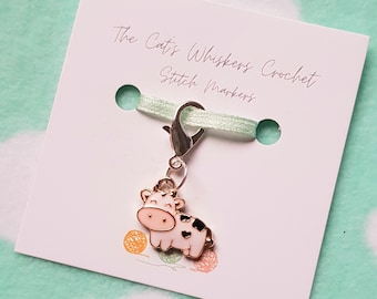 Cow Stitch Marker for Crochet, Stitch Markers for Knitting, Progress Keepers, cow charm,animal stitch markers,cow lover gift