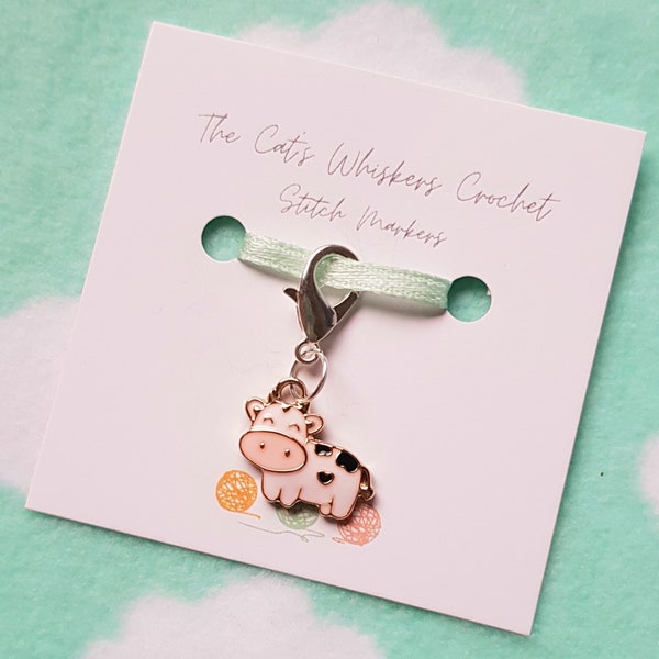 Cow Stitch Marker for Crochet, Stitch Markers for Knitting, Progress Keepers, cow charm,animal stitch markers,cow lover gift