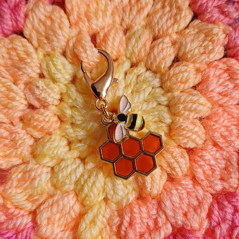 Stitch Marker Bee & Honeycomb, Crochet Gifts, Knitting Gifts, Crochet Kit, Crochet and Knitting Accessories, Zipper Pulls, Bag Charm image 12
