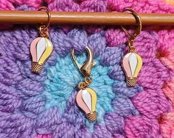 Stitch Marker Hot Air Balloon, Crochet and Knitting Gifts, Crochet Kit, Crochet and Knitting Accessories, Zipper Pulls, Bag Charms